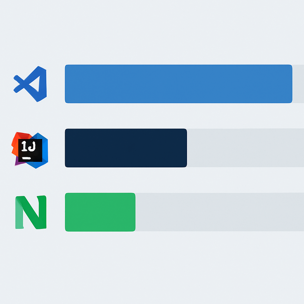 Market share chart comparing code editor adoption rates