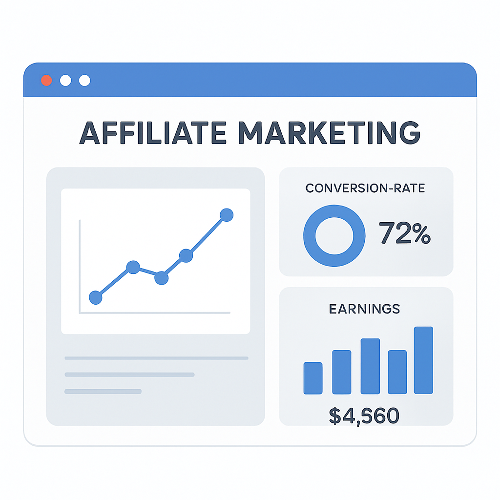 Affiliate marketing analytics dashboard with performance metrics