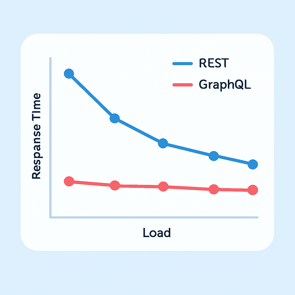 Performance benchmark comparison graph showing REST vs GraphQL response times