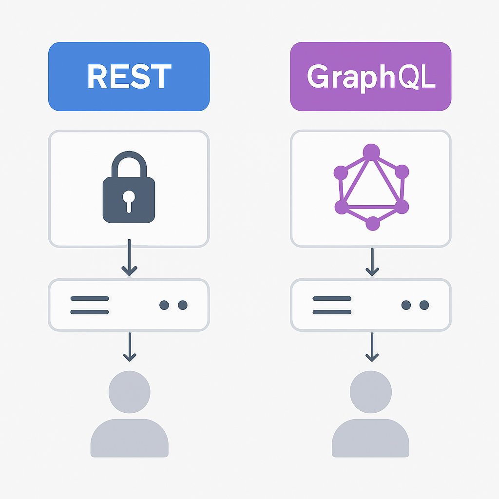Security architecture comparison showing REST vs GraphQL authentication flows
