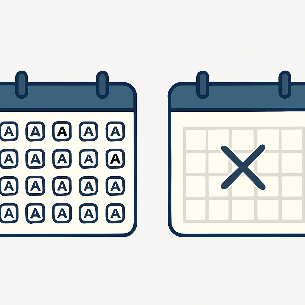 Calendar showing consistent small learning sessions