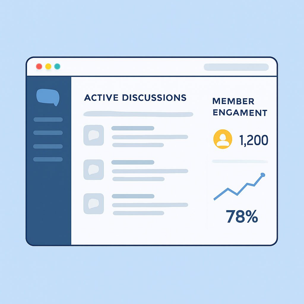 Tech community dashboard with member activity and engagement stats