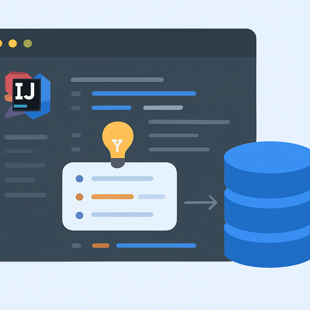 IntelliJ IDEA editor interface with refactoring menu and integrated database tools