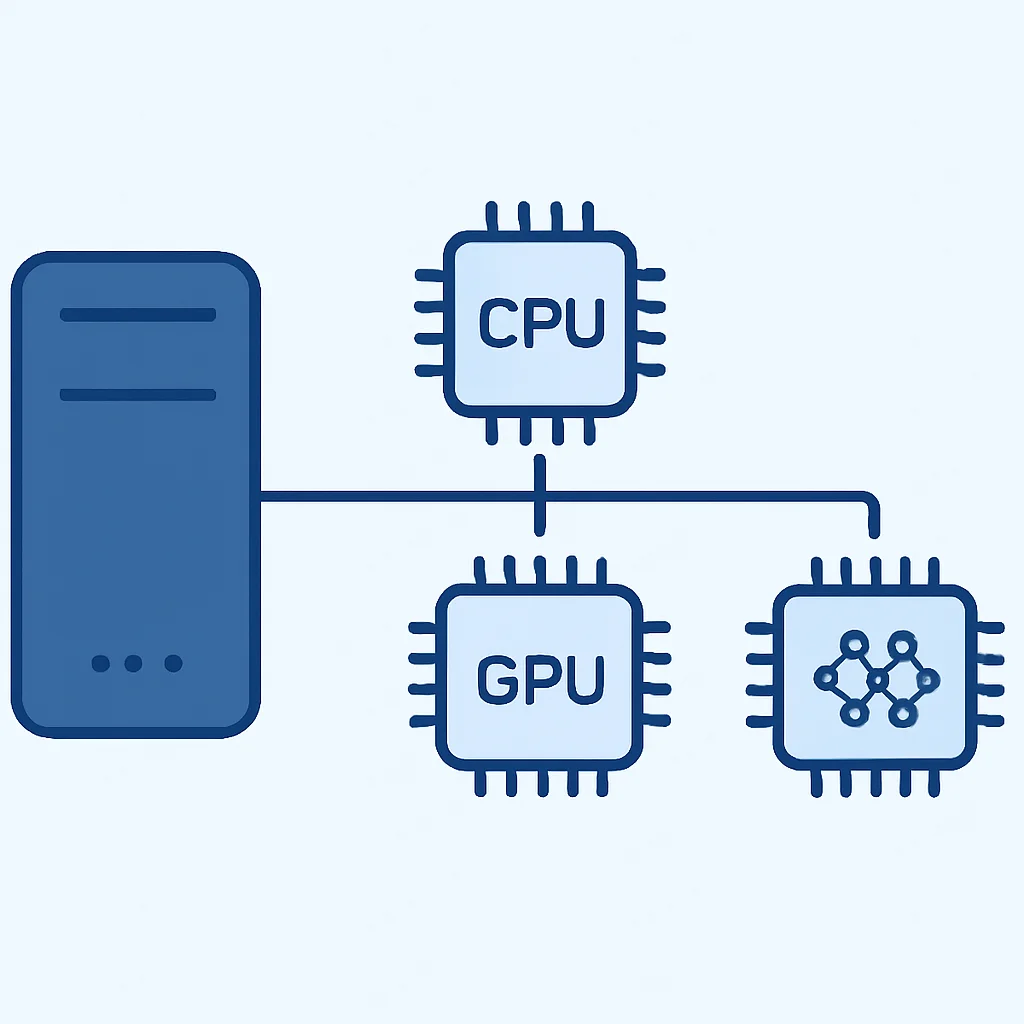 AI PC architecture diagram with interconnected CPU, GPU, and NPU