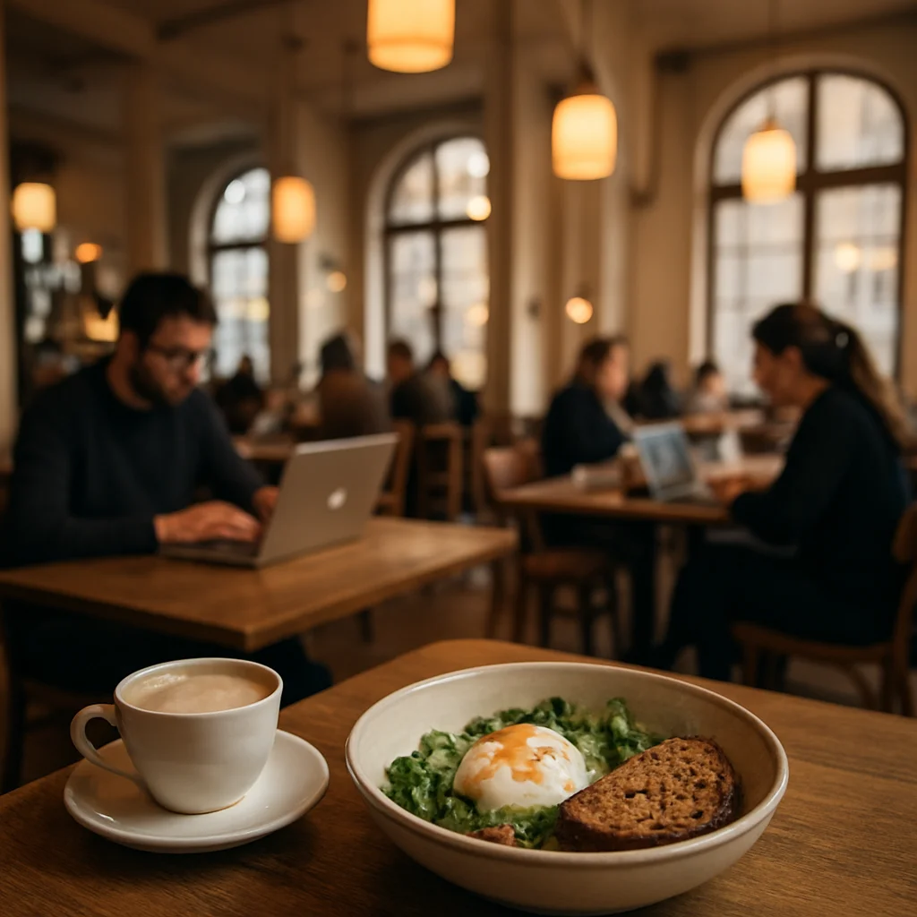 St. Oberholz Berlin interior with remote workers