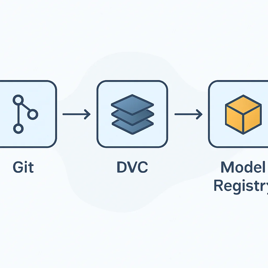 Versioning workflow with Git, DVC, and Model Registry