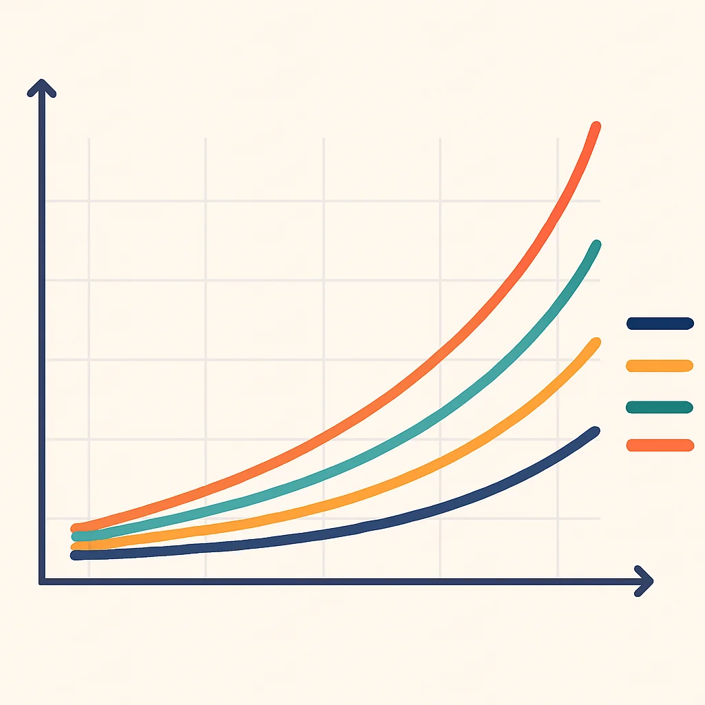 Compound interest graph showing early vs late start