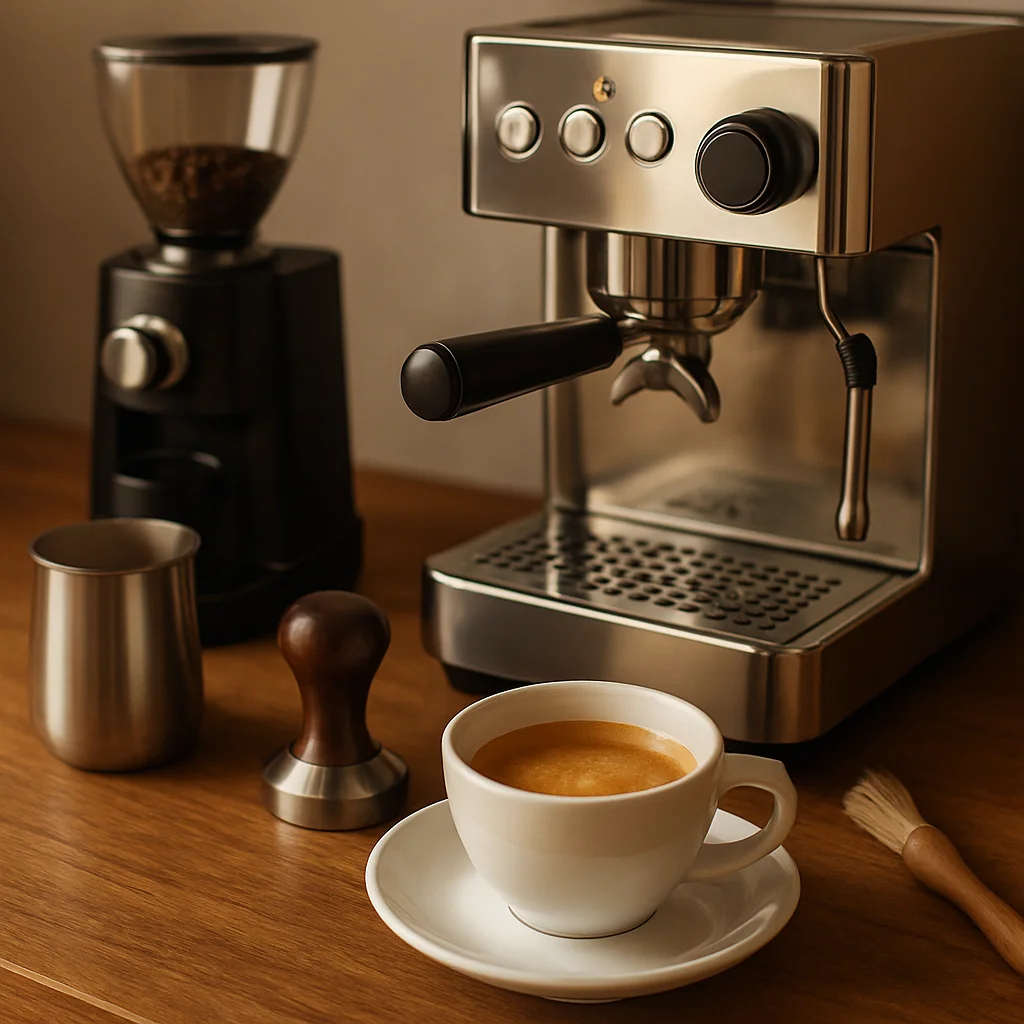 Modern home barista setup with espresso machine 2026
