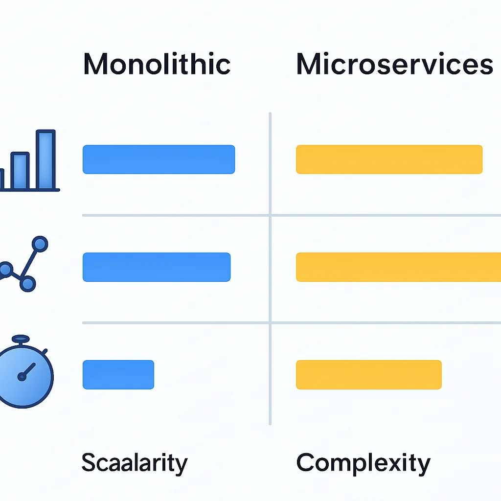Monolith vs Microservices trade-offs chart