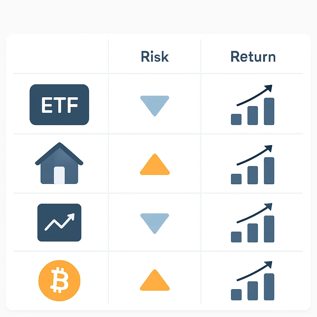 Investment product comparison table