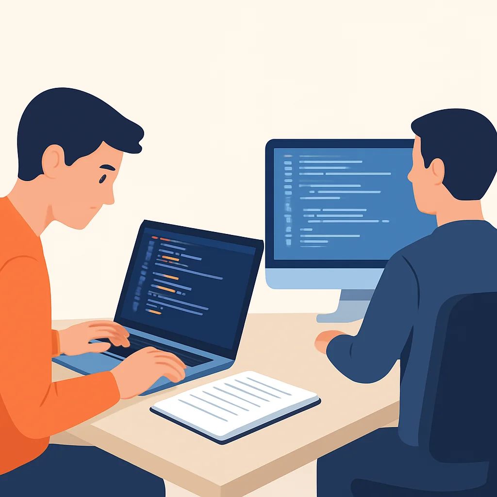Active vs. passive learning developer illustration