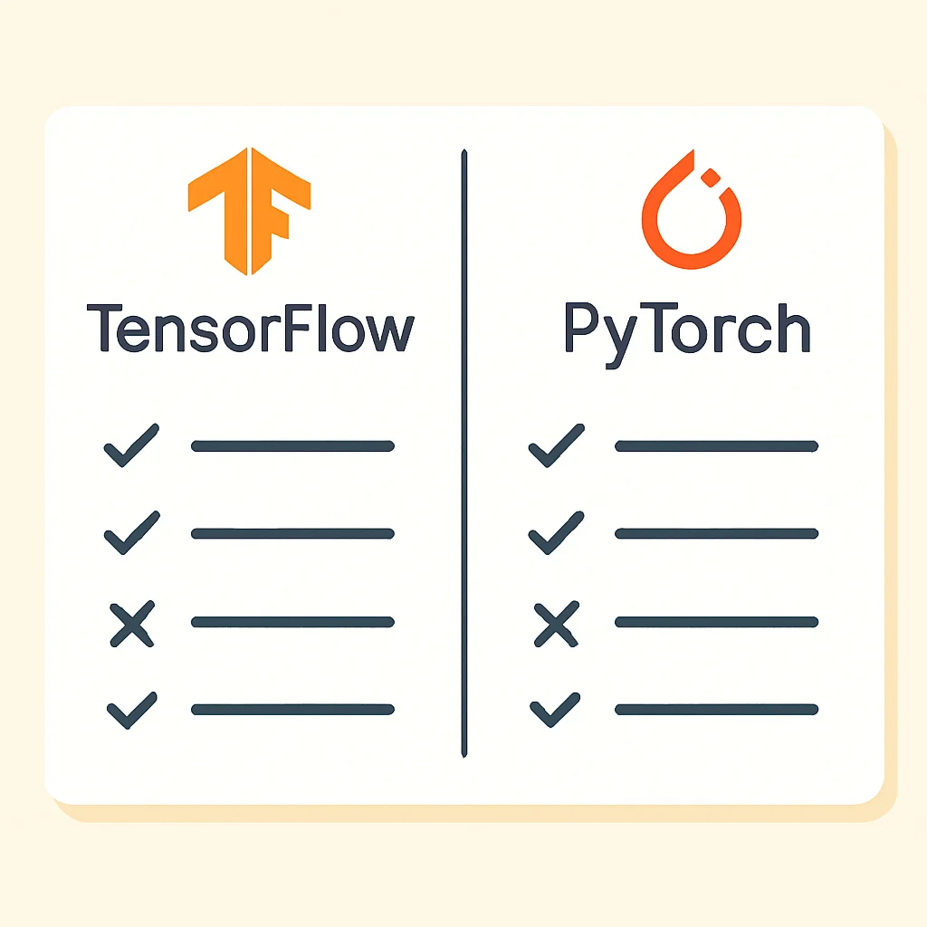 TensorFlow vs PyTorch 2026 feature comparison chart