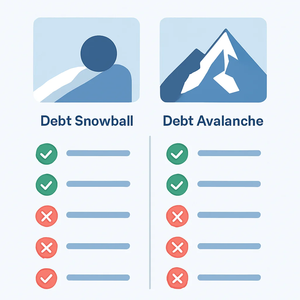 Debt repayment strategy comparison (Snowball vs Avalanche)