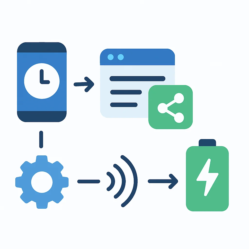 Optimized mobile app battery usage diagram