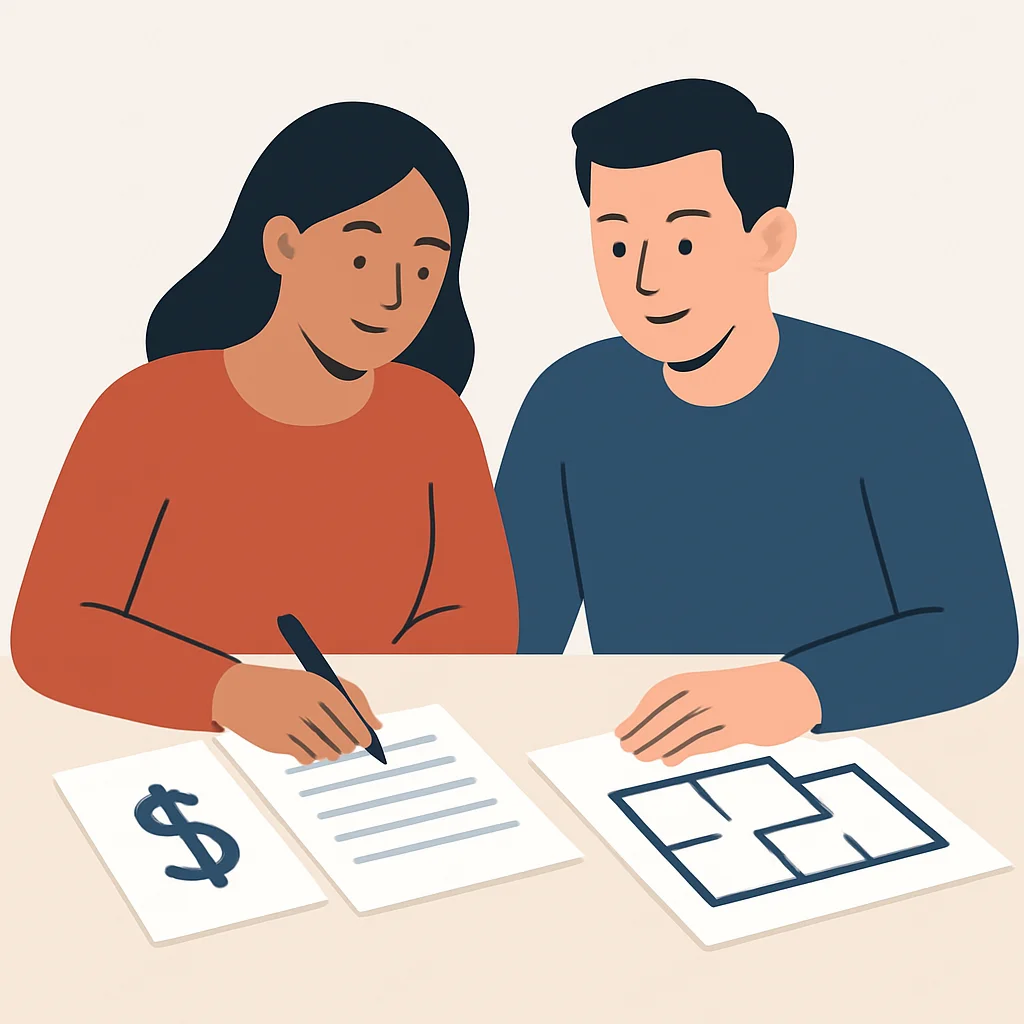Couple planning finances for house construction