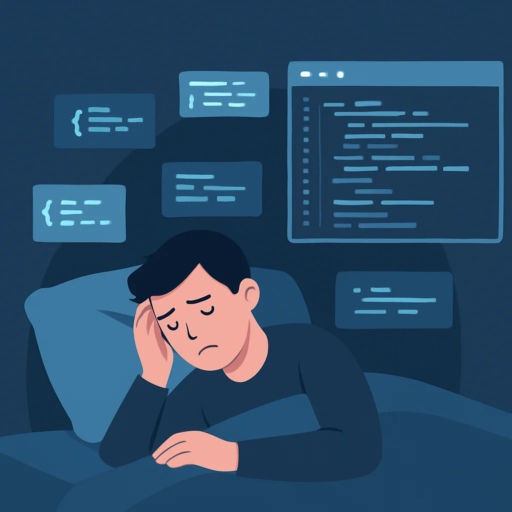 Entwickler mit Schlafproblemen durch Code und Bildschirmlicht