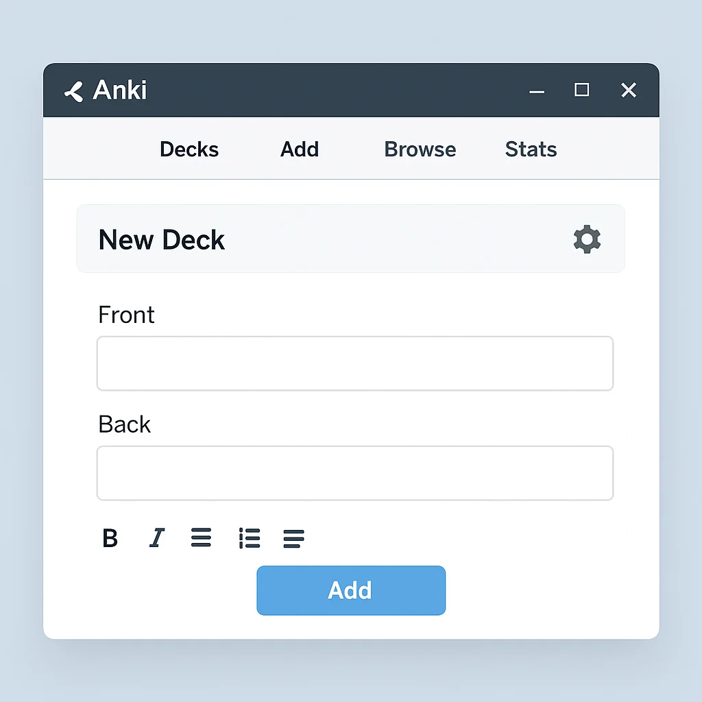 Anki card creation interface