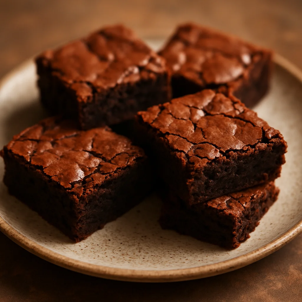 Saftige Schoko-Brownies mit leichter Kruste, in Quadrate geschnitten