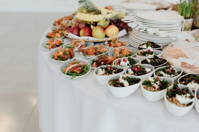 An array of beautifully presented restaurant dishes on a table