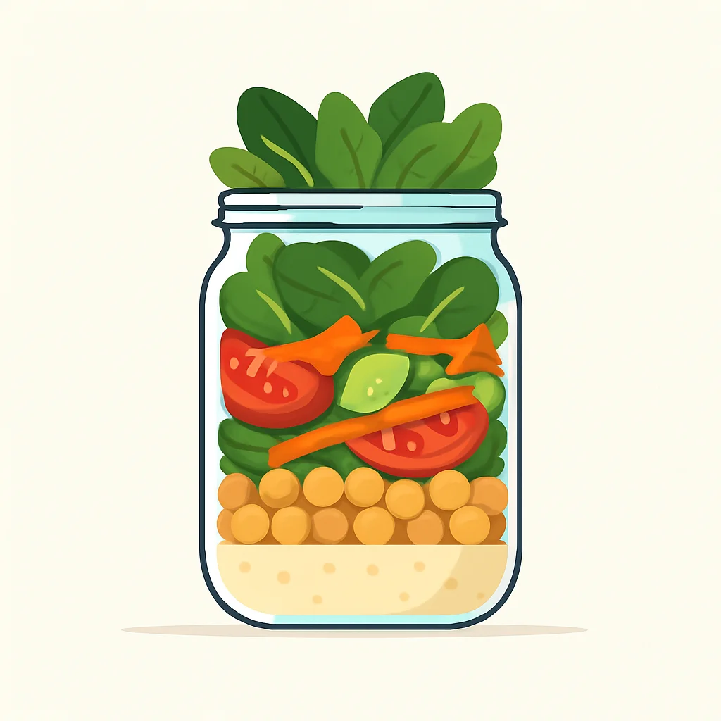 Layered salad in a jar for meal prep