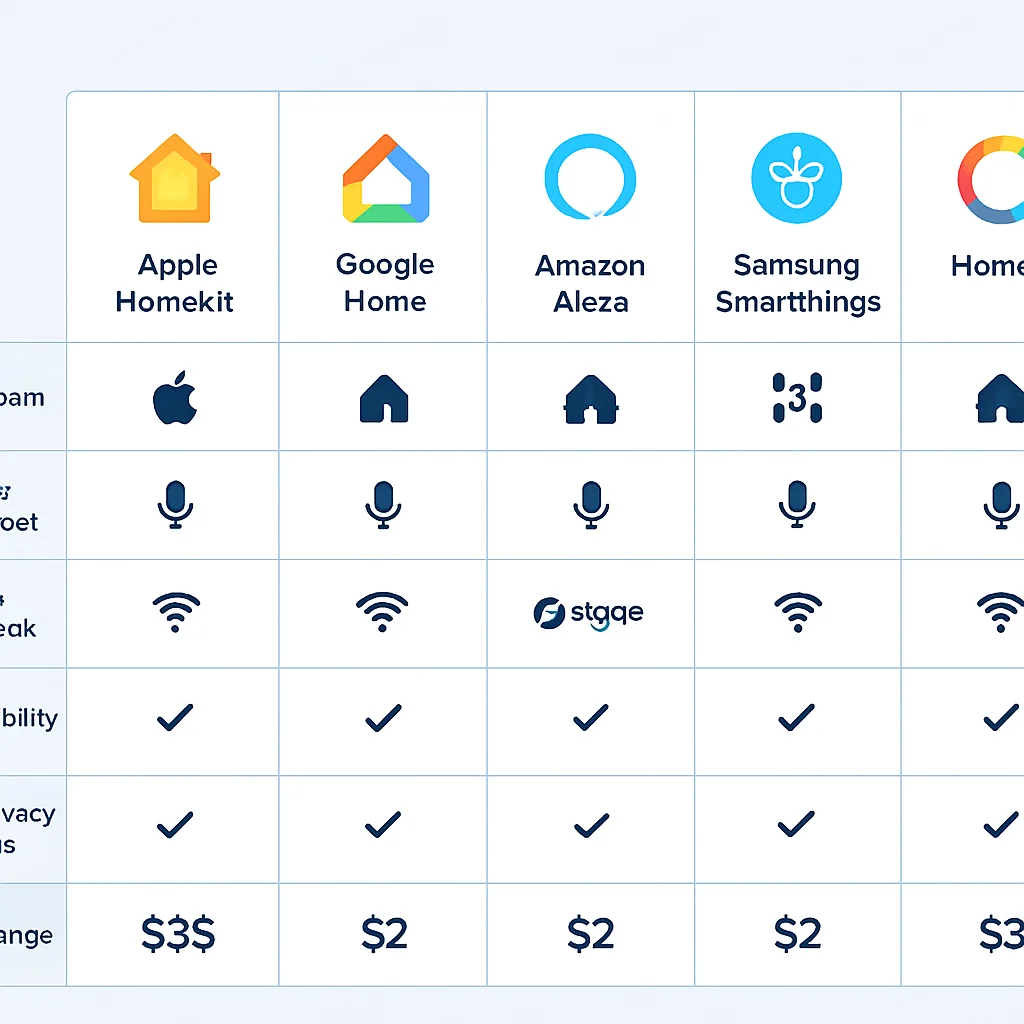 Smart Home Hubs comparison table 2026