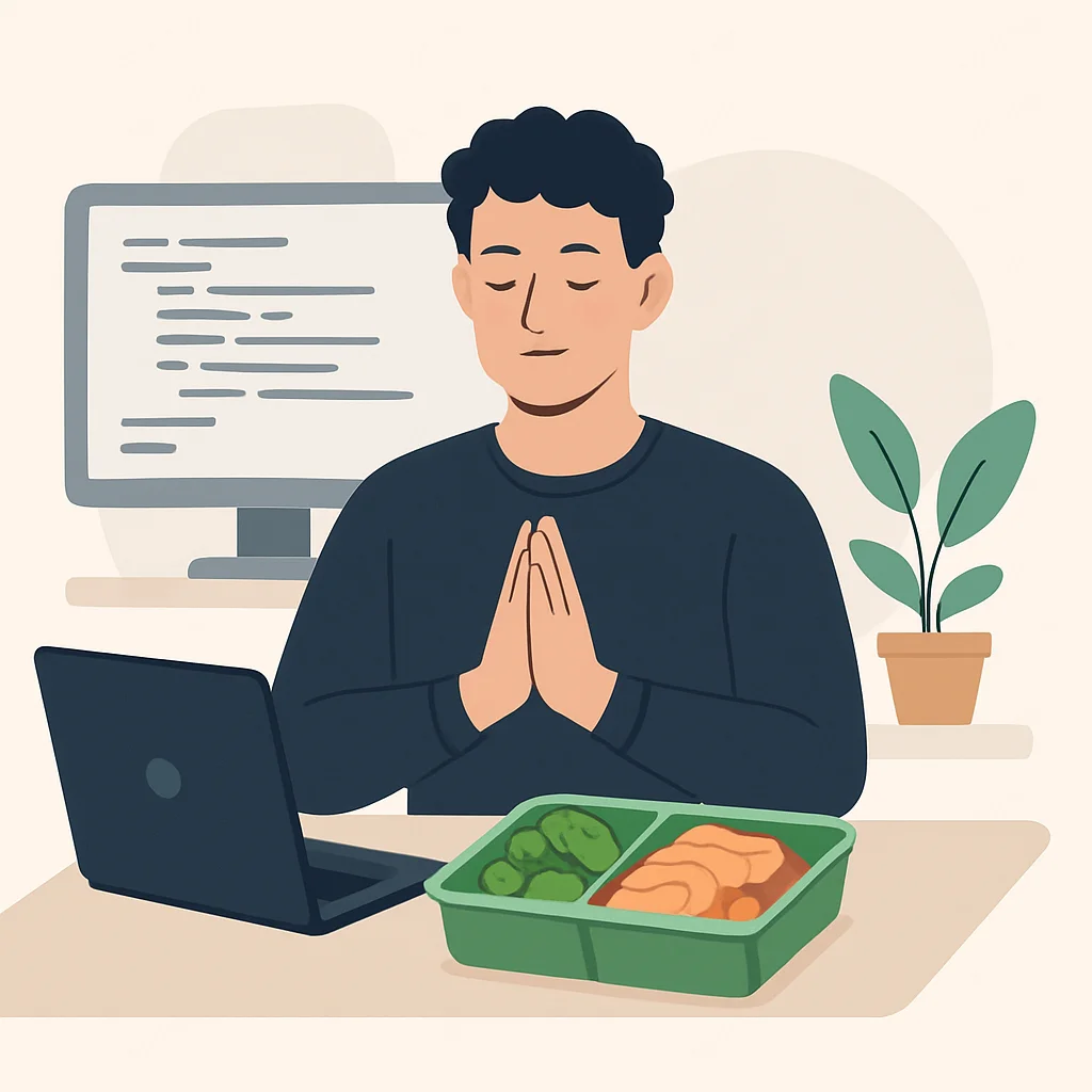 Mindful eating break for a developer