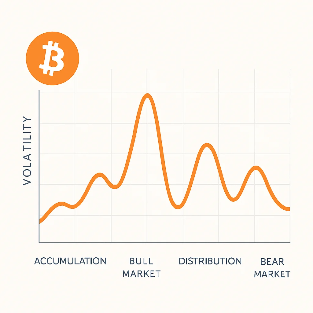 Bitcoin price volatility chart with market cycles