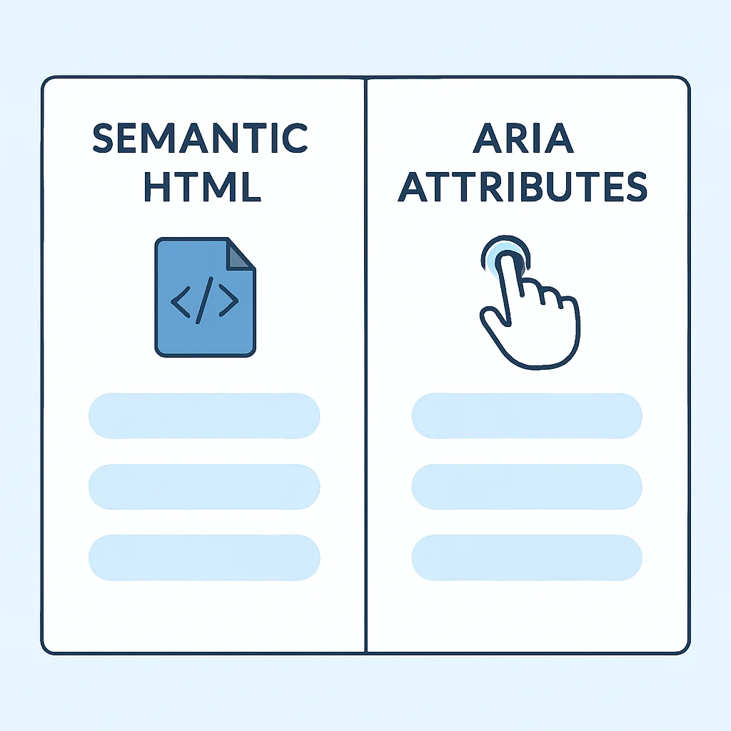 Semantic HTML vs. ARIA comparison chart for web accessibility