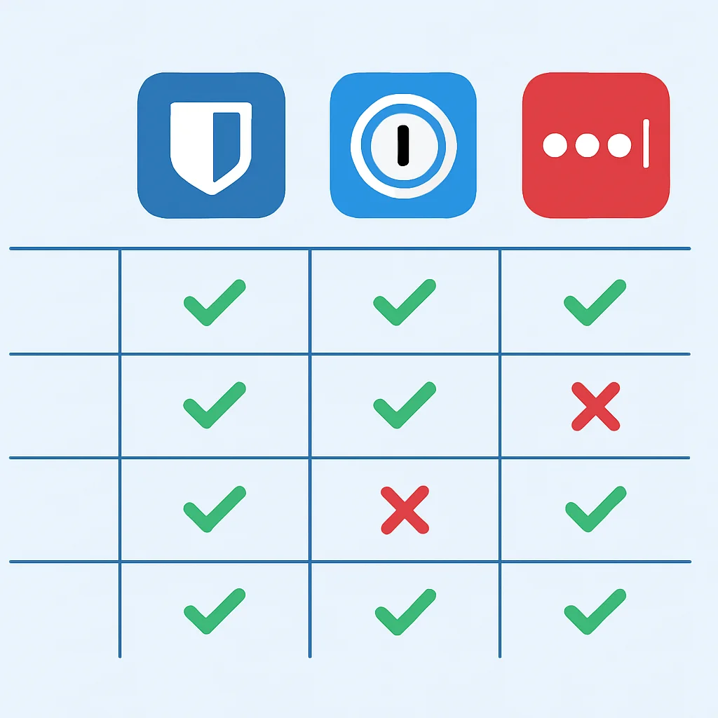 Password Manager Feature Comparison Chart 2026
