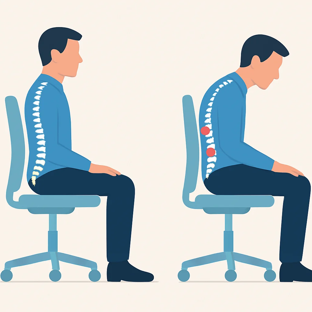 Good vs. bad sitting posture comparison