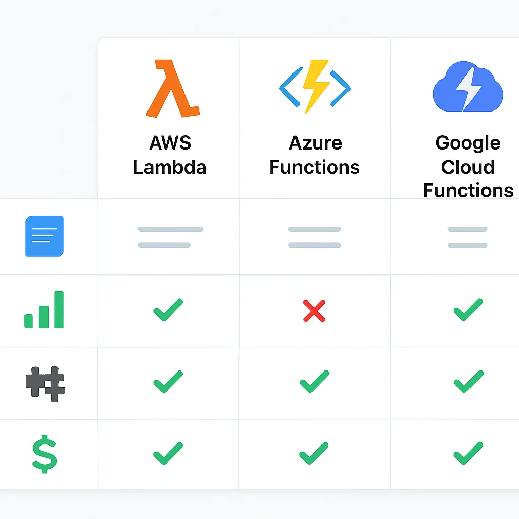 Serverless FaaS platform comparison table 2026