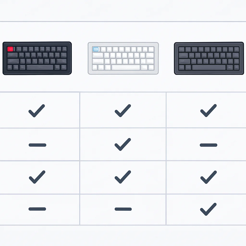 Mechanical keyboard specification comparison