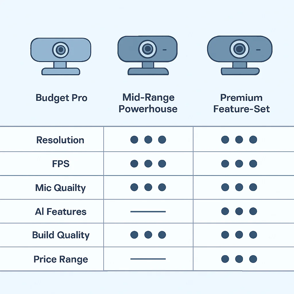 Webcam comparison table for developers 2026