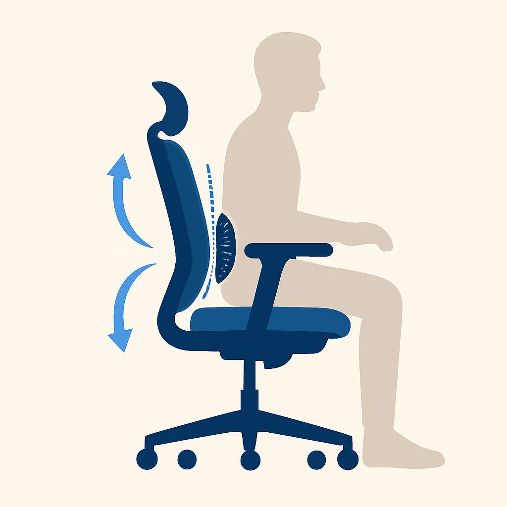 Dynamic lumbar support mechanism in ergonomic chair