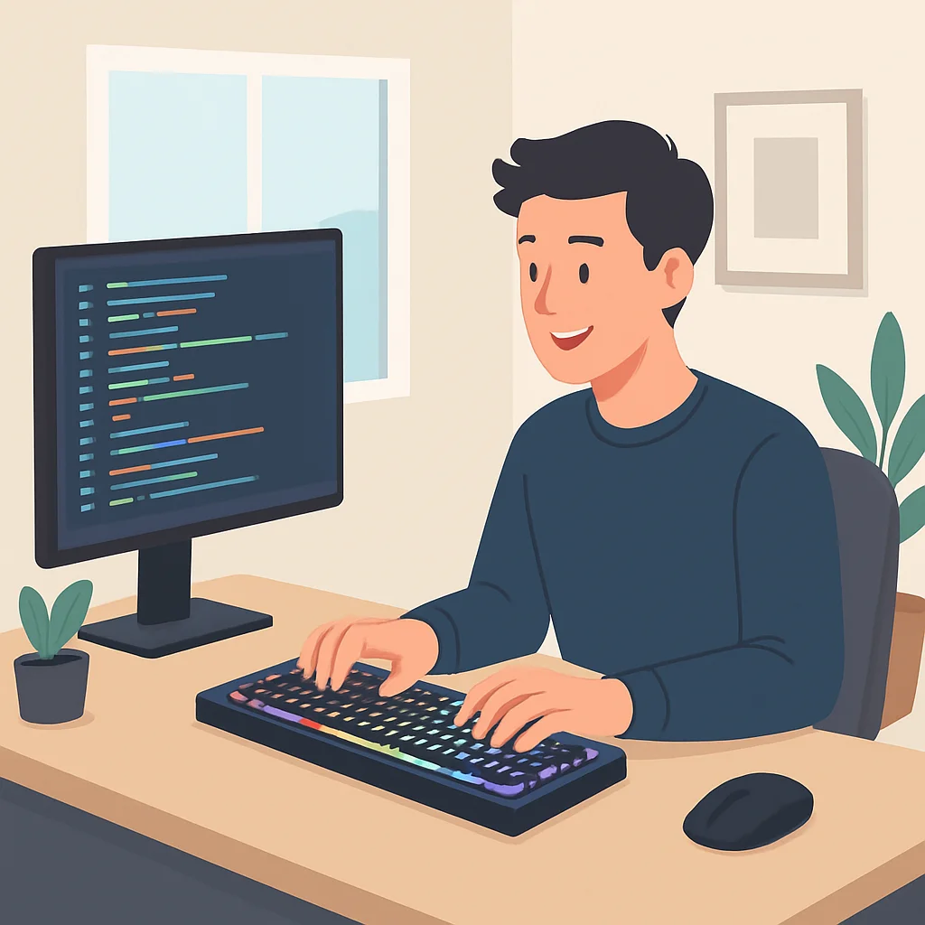 Programmer using a custom mechanical keyboard