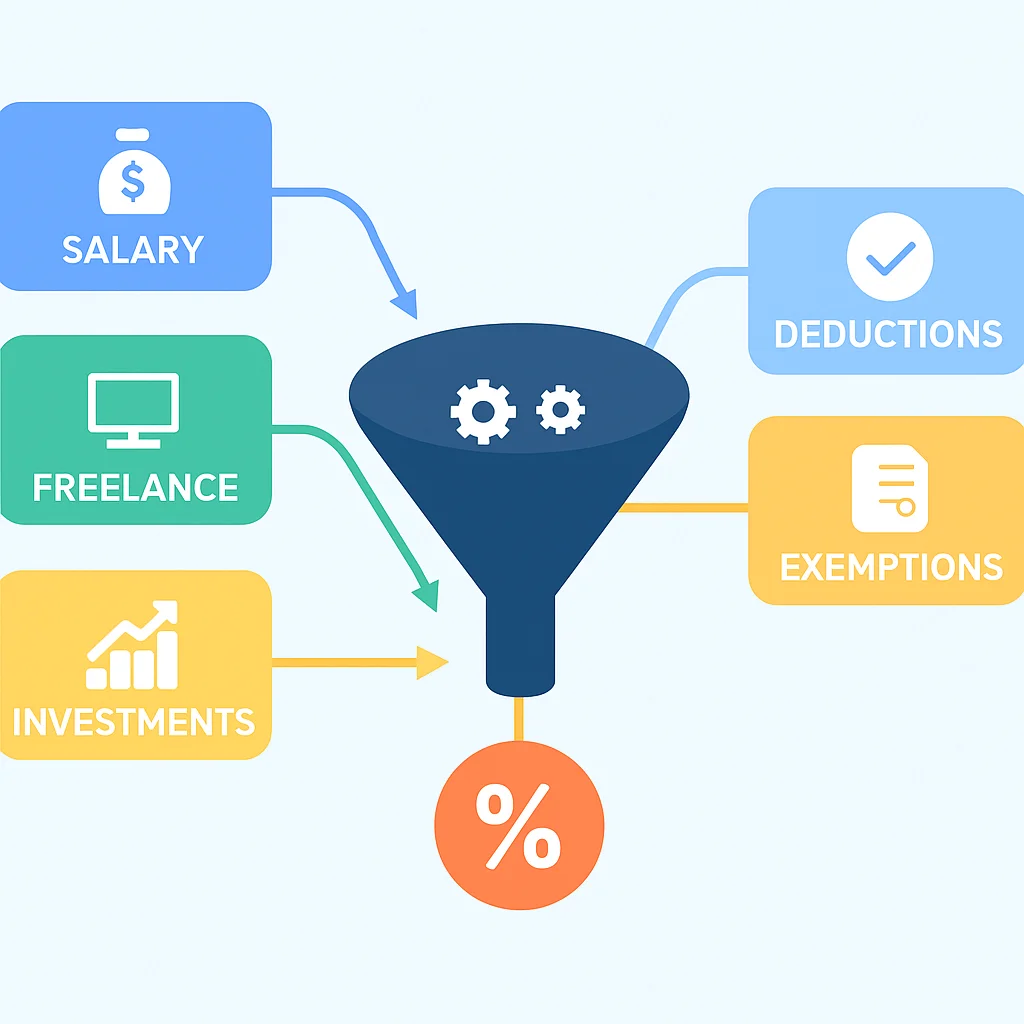 Developer income streams and tax optimization funnel diagram