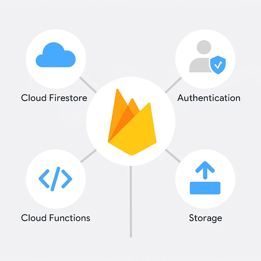 Firebase ecosystem diagram with core services