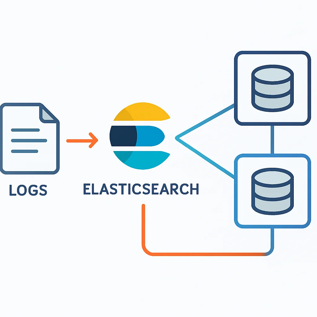 Elasticsearch cluster architecture with indexing, sharding, and replication