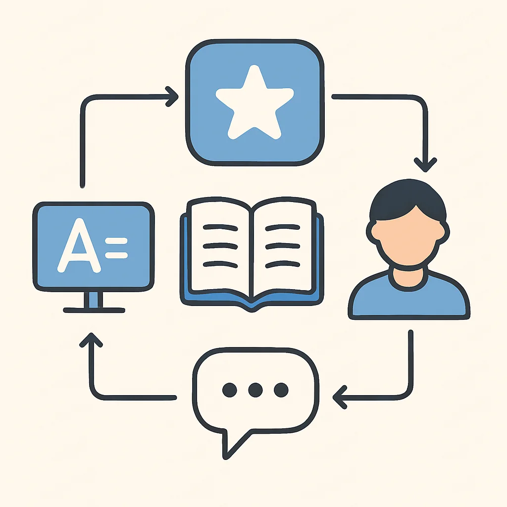 Daily active language learning routine flowchart