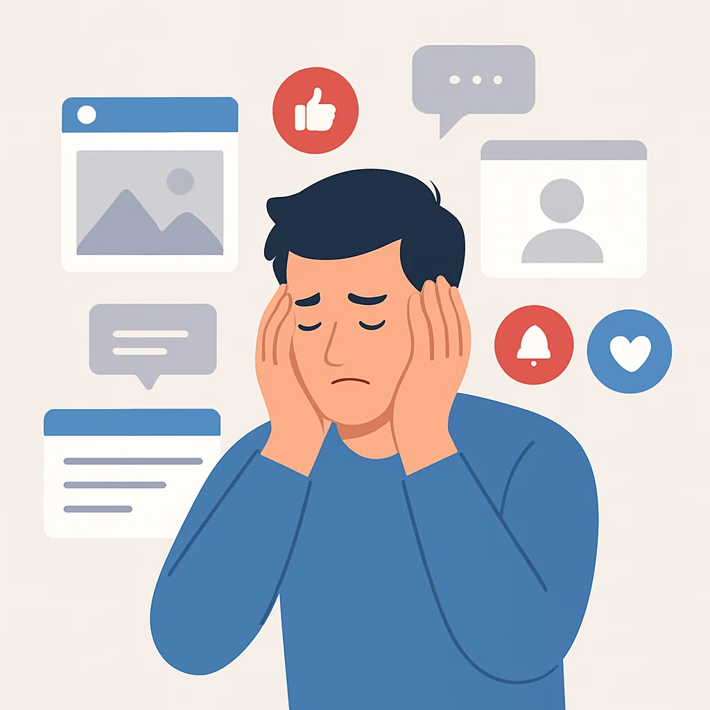 Digital overload and stress illustration