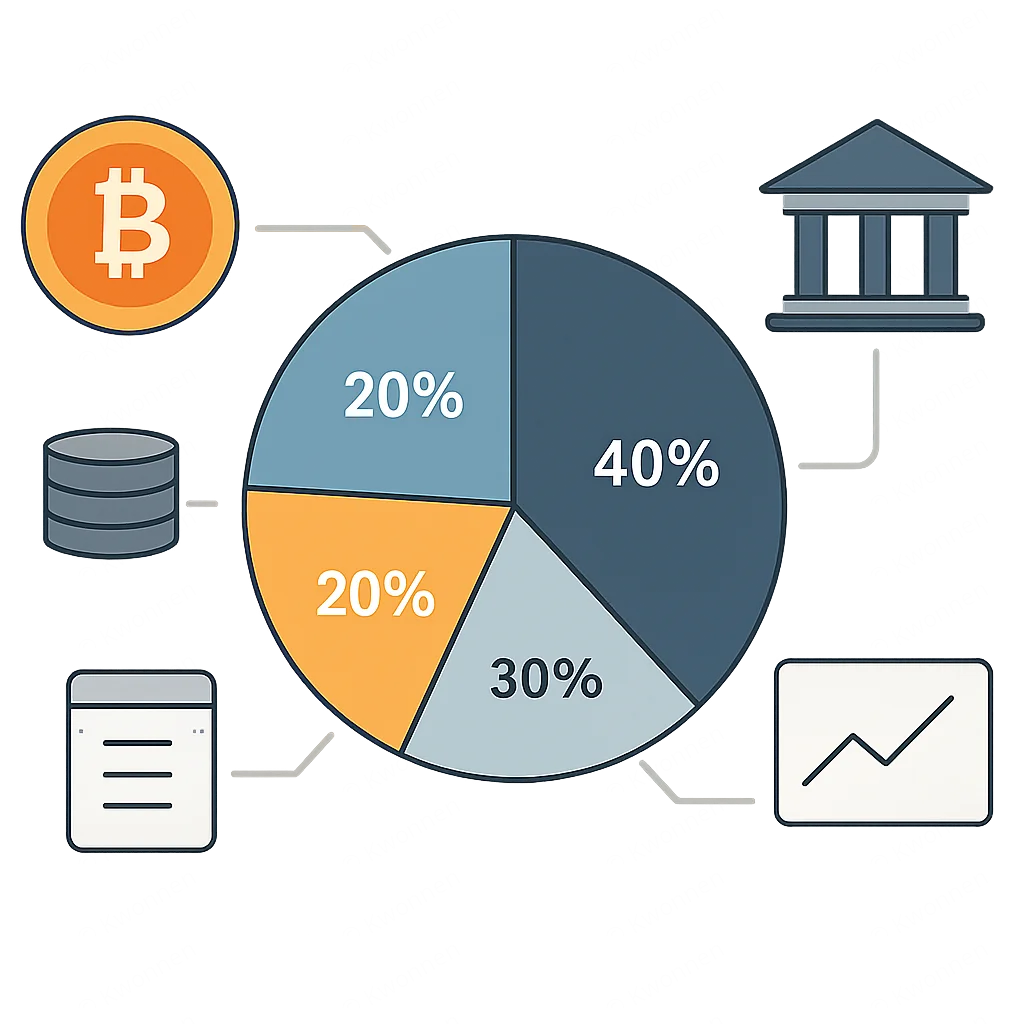 Diversified crypto portfolio allocation infographic