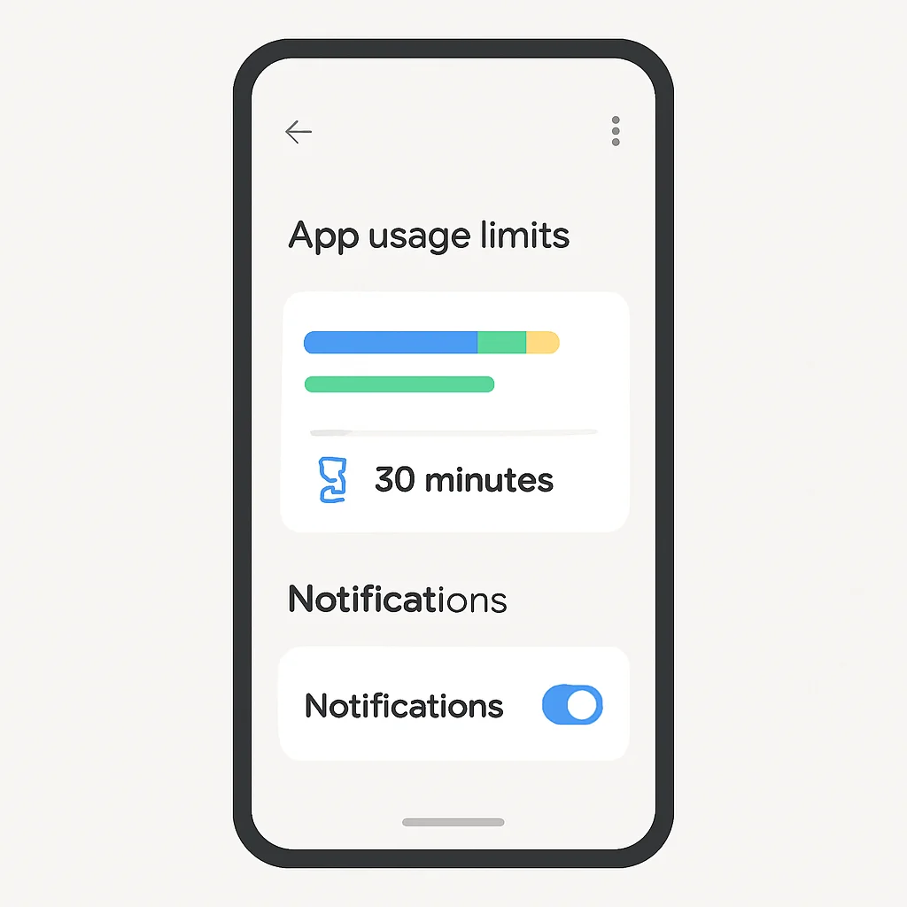 Digital Wellbeing app settings screenshot