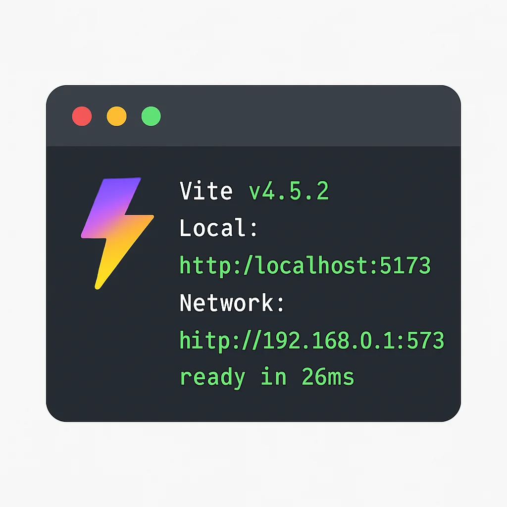 Vite development server startup output