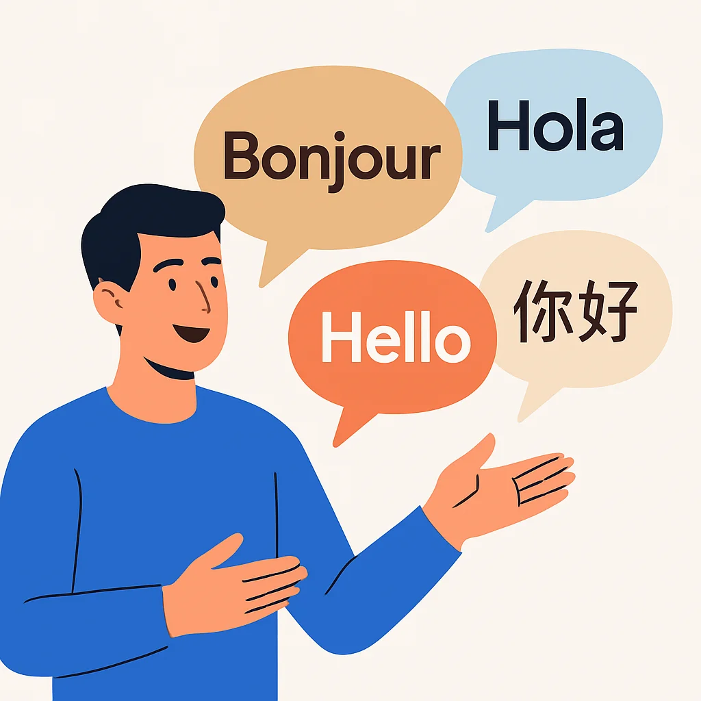Person speaking multiple languages confidently
