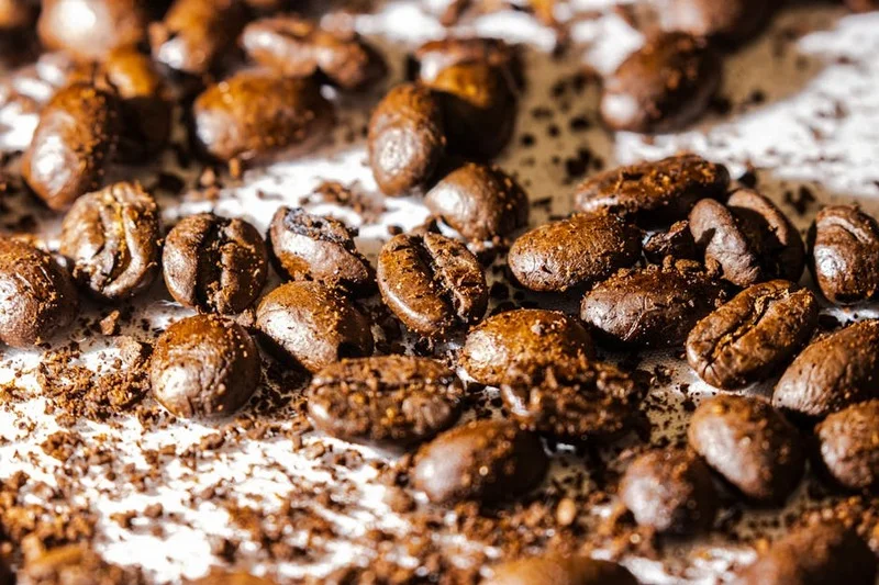 Used coffee grounds with a coarse grind texture after cold brewing