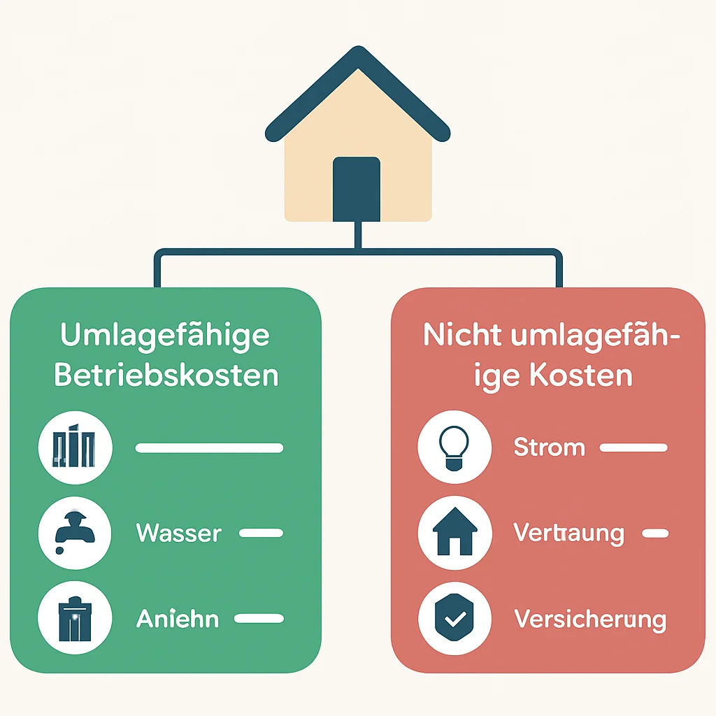 Diagram showing categories of umlagefähige and nicht umlagefähige Betriebskosten