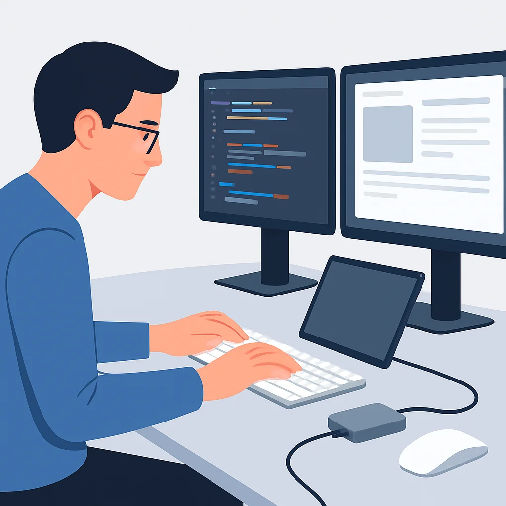 Productive developer workstation with USB-C hub