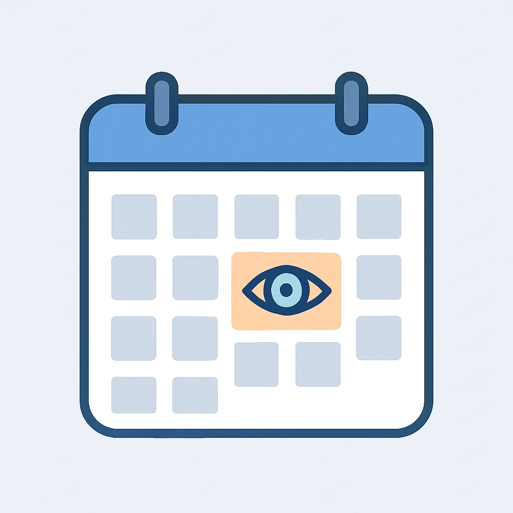 Annual eye exam reminder on a calendar