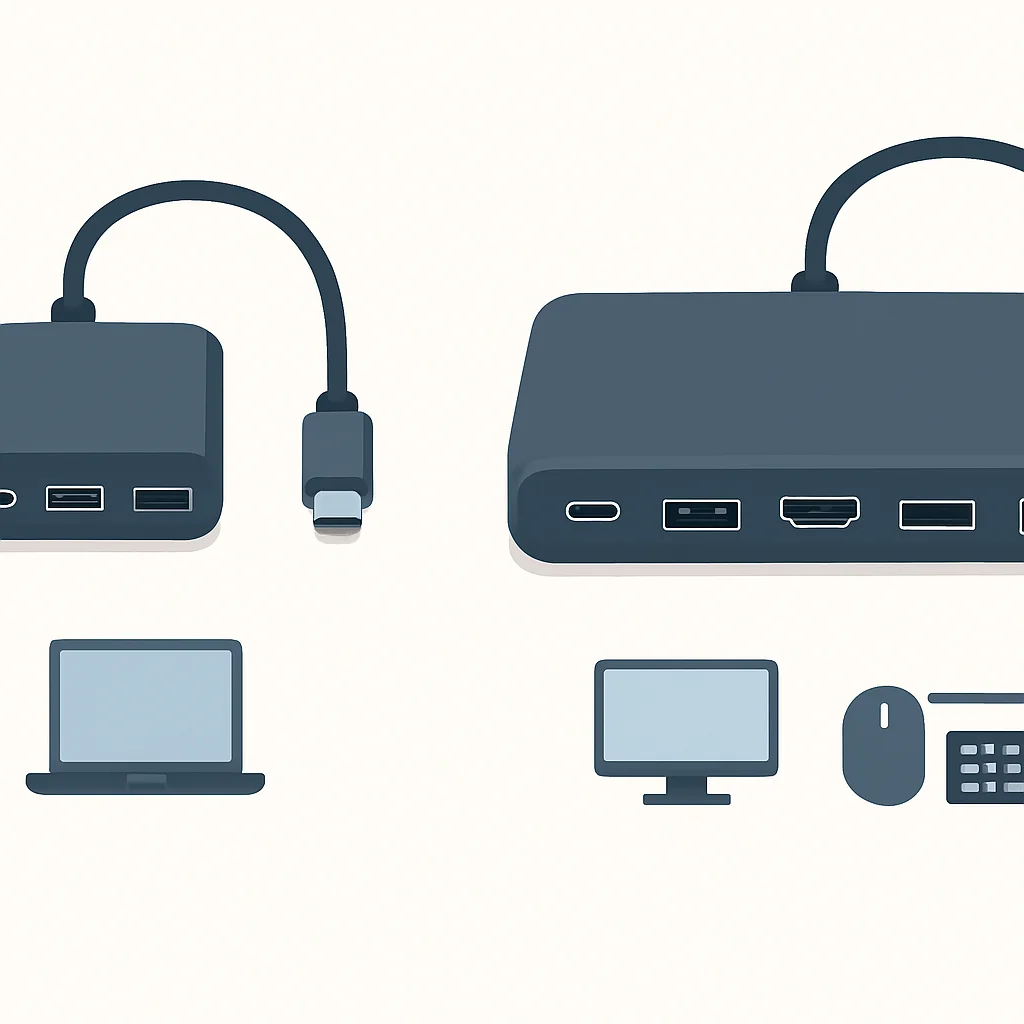 USB-C hub vs. dock comparison