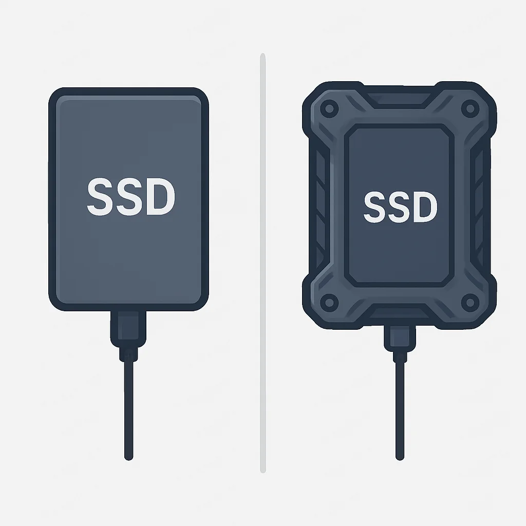 Sleek vs. rugged external SSD designs